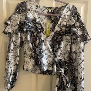 Chic Snake Print Wrap Top